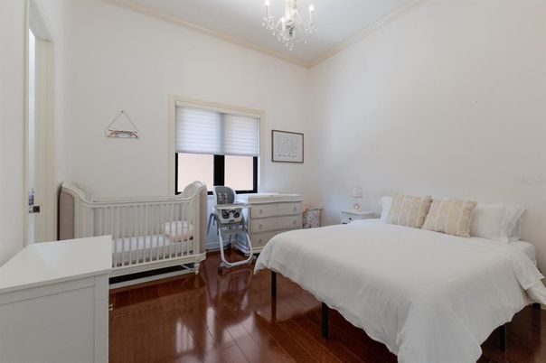 Bedroom, Chandelier, Interior, Wood Texture Flooring