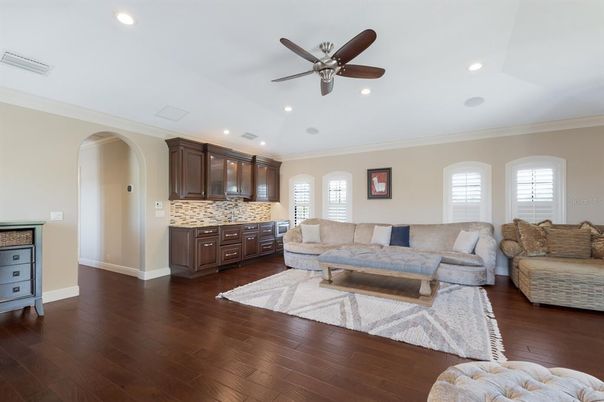 Interior, Kitchen, Living room, Recessed Lighting, Wood Texture Flooring