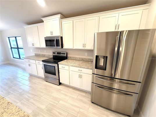 Interior, Kitchen, Stainless Steel Appliances, Wood Texture Flooring