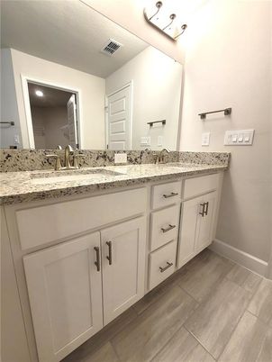 Bathroom, Dual Sink Vanities, Interior, Wood Texture Flooring