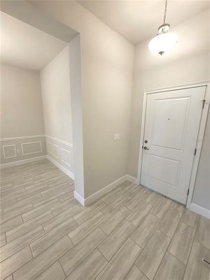 Empty room, Interior, Pendant Lights, Wood Texture Flooring