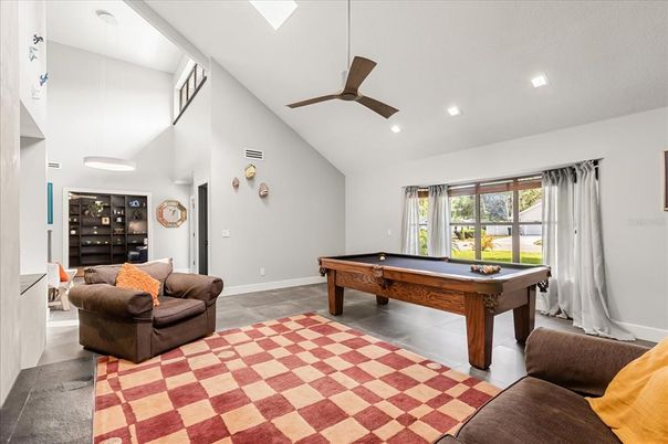 Billiard Table, Game Room, Interior, Recessed Lighting