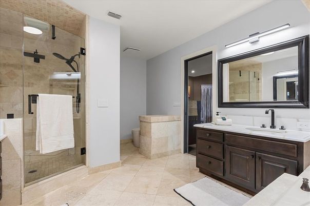 Bathroom, Glass Shower, Interior, Recessed Lighting