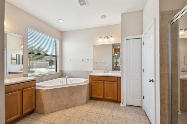 Bathroom, Dual Sink Vanities, Glass Shower, Interior, Recessed Lighting