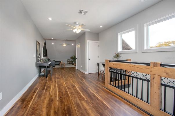 Dining room, Interior, Recessed Lighting, Wood Texture Flooring