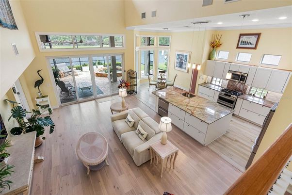 Dining room, Interior, Kitchen, Living room, Pendant Lights, Recessed Lighting, Wood Texture Flooring
