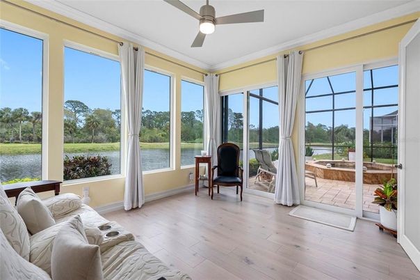 Interior, Sun Room, Water, Wood Texture Flooring