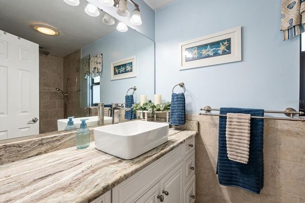 Bathroom, Glass Shower, Interior, Recessed Lighting
