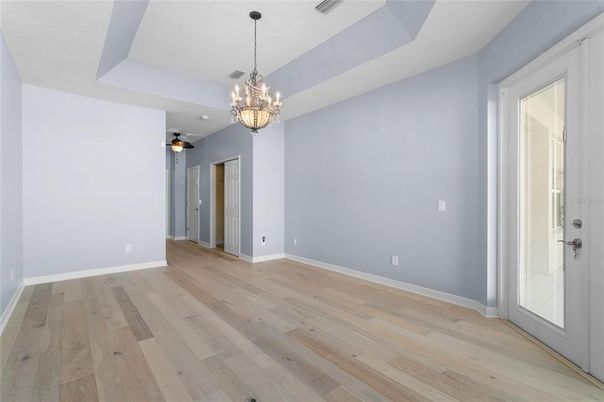 Chandelier, Empty room, Interior, Wood Texture Flooring