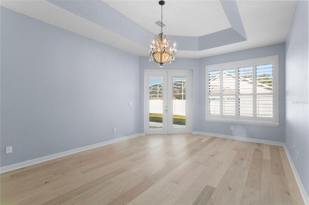 Chandelier, Empty room, Interior, Wood Texture Flooring