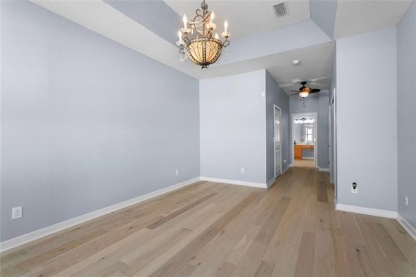 Chandelier, Empty room, Interior, Wood Texture Flooring