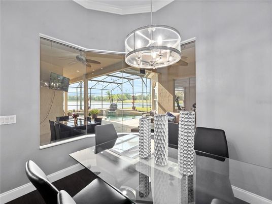 Dining room, Glass Ceilings, Interior, Living room, Pendant Lights, Pool, Recessed Lighting, Sun Room