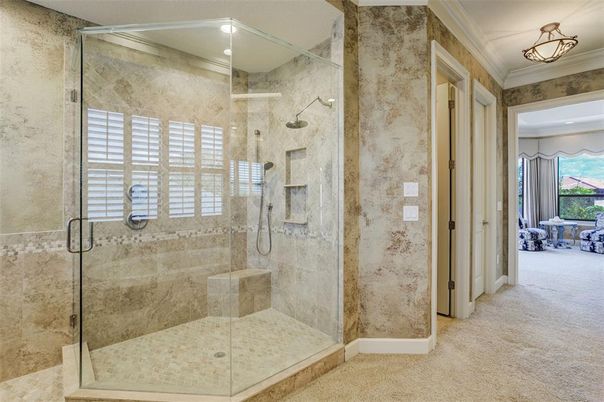 Bathroom, Glass Shower, Interior, Recessed Lighting