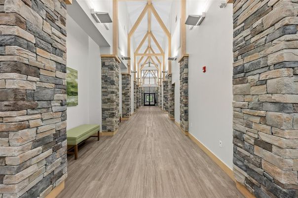 Interior, Stone Walls, Wood Texture Flooring