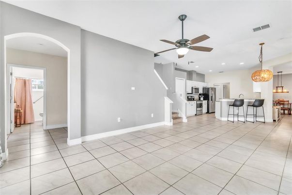 Chandelier, Interior, Kitchen, Pendant Lights, Recessed Lighting, Stainless Steel Appliances