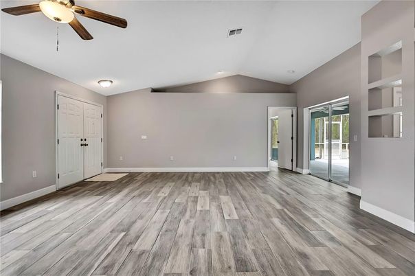 Empty room, Interior, Recessed Lighting, Wood Texture Flooring