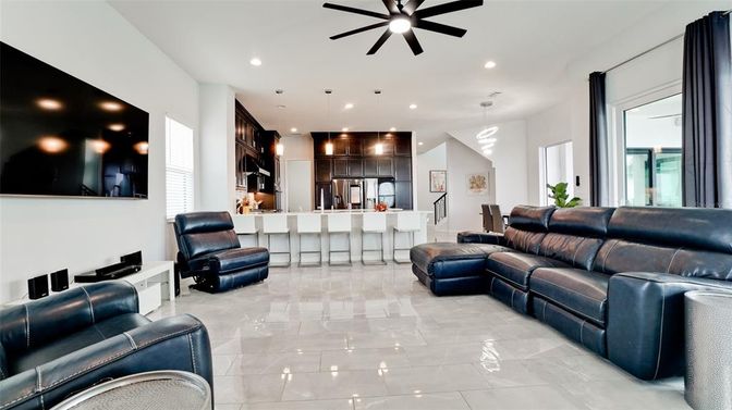 Interior, Kitchen, Living room, Pendant Lights, Recessed Lighting