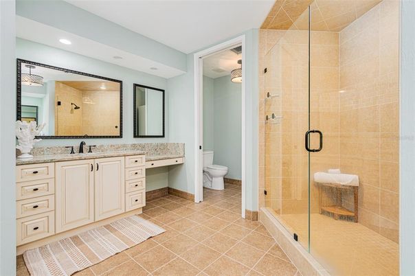 Bathroom, Glass Shower, Interior, Recessed Lighting
