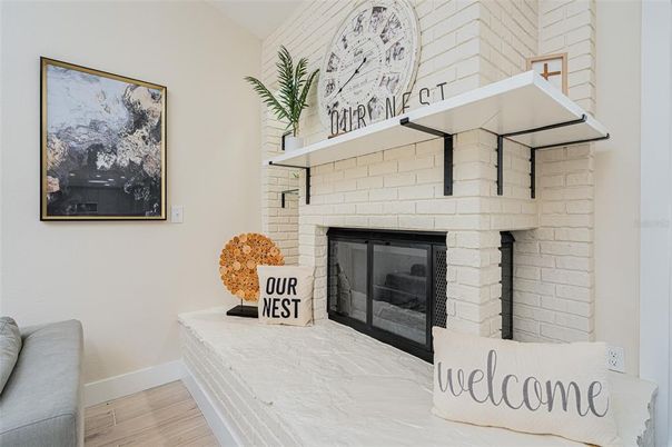 Fireplace, Interior, Stone Walls, Wood Texture Flooring