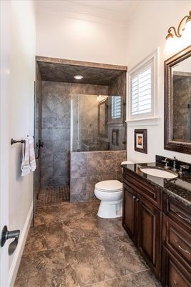 Bathroom, Glass Shower, Interior, Recessed Lighting