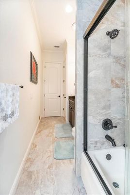 Bathroom, Glass Shower, Interior, Recessed Lighting
