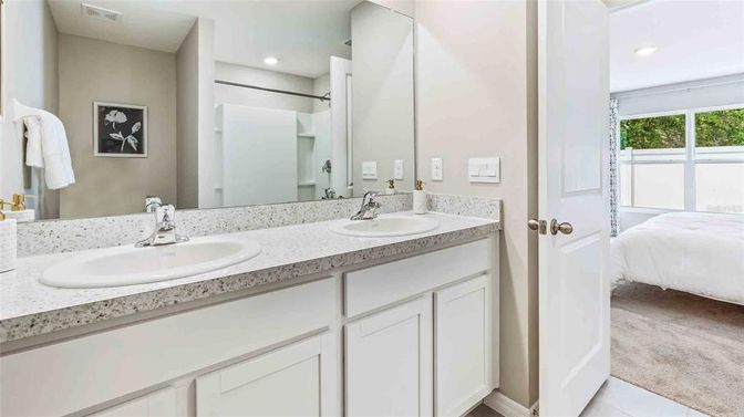 Bathroom, Bedroom, Dual Sink Vanities, Interior, Recessed Lighting