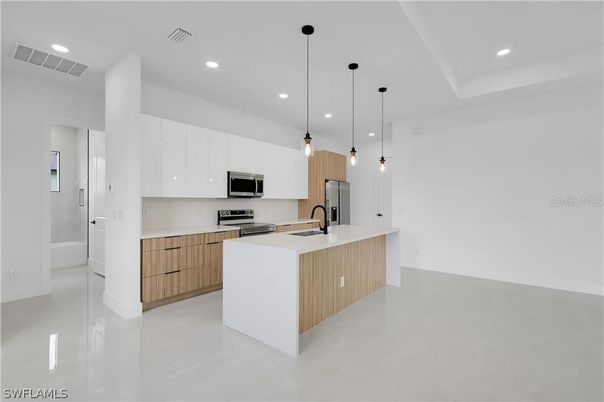 Interior, Kitchen, Pendant Lights, Recessed Lighting, Stainless Steel Appliances