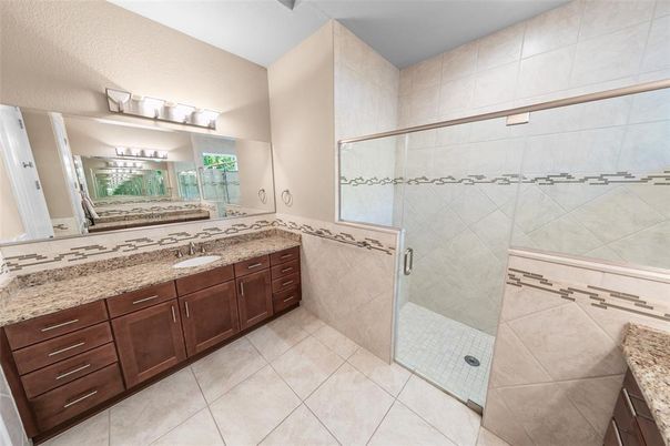 Bathroom, Dual Sink Vanities, Glass Shower, Interior