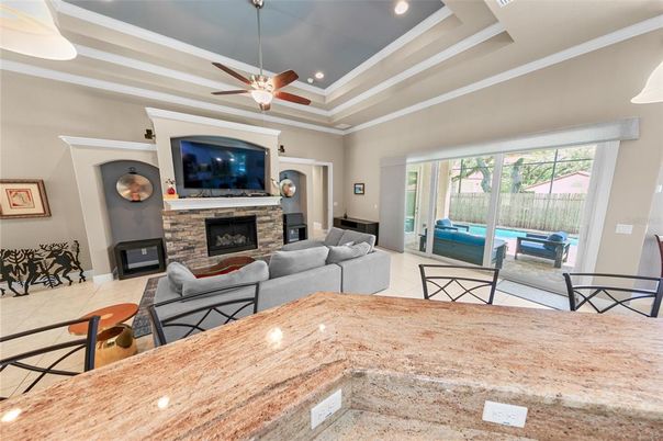 Fireplace, Interior, Living room, Recessed Lighting