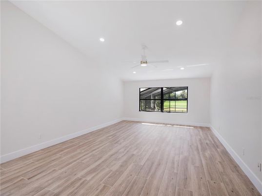 Empty room, Interior, Recessed Lighting, Wood Texture Flooring