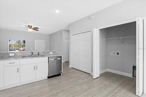 Interior, Kitchen, Recessed Lighting, Wood Texture Flooring