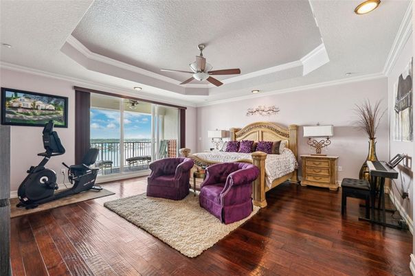 Bedroom, Fitness Equipment, Interior, Recessed Lighting, Wood Texture Flooring
