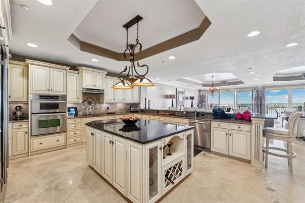 Chandelier, Interior, Kitchen, Pendant Lights, Recessed Lighting, Stainless Steel Appliances