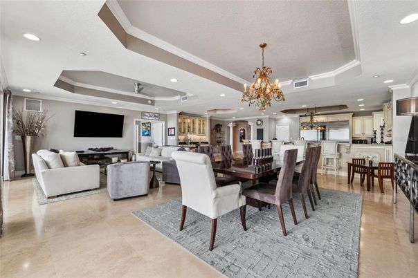 Chandelier, Dining room, Interior, Kitchen, Living room, Pendant Lights, Recessed Lighting