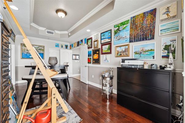 Dining room, Interior, Recessed Lighting, Wood Texture Flooring