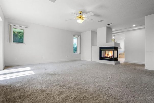 Empty room, Fireplace, Interior, Recessed Lighting