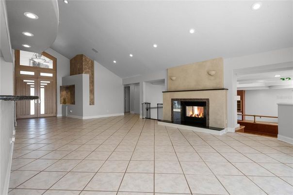 Empty room, Fireplace, Interior, Recessed Lighting