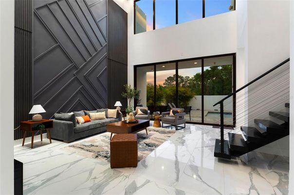 Interior, Living room, Marble, Recessed Lighting