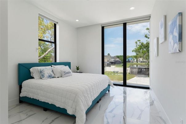 Bedroom, Interior, Marble, Recessed Lighting