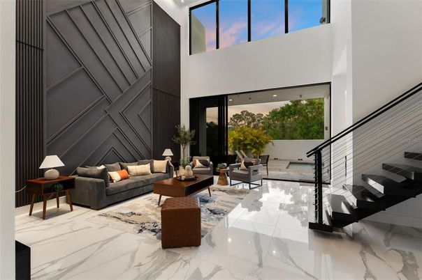 Interior, Living room, Marble, Recessed Lighting