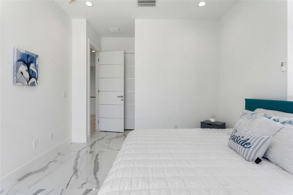 Bedroom, Interior, Marble, Recessed Lighting