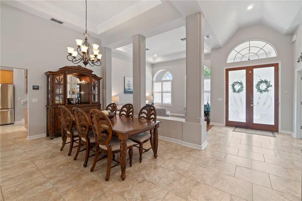 Chandelier, Dining room, Interior, Recessed Lighting