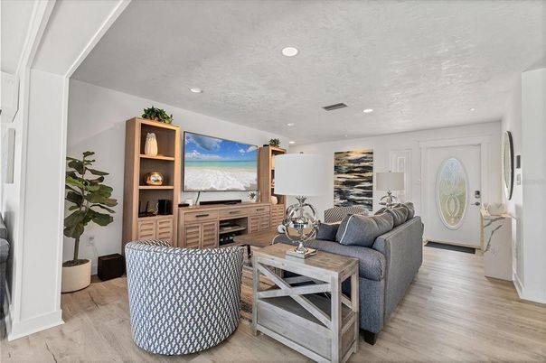 Interior, Living room, Recessed Lighting, Wood Texture Flooring