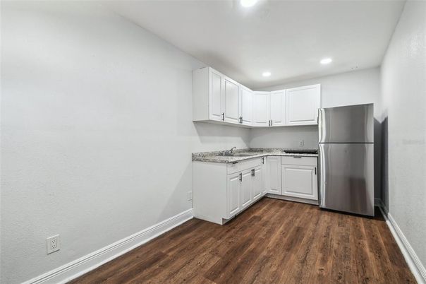 Interior, Kitchen, Recessed Lighting, Wood Texture Flooring