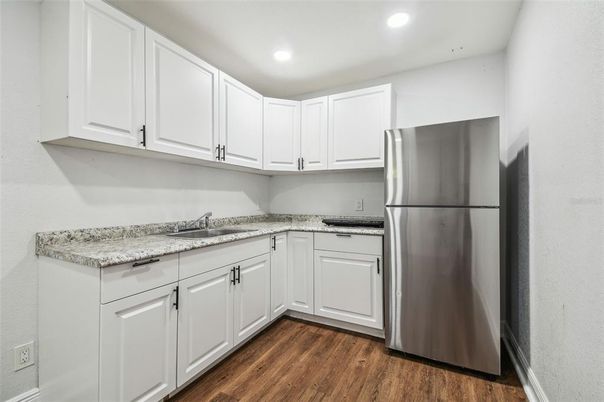 Interior, Kitchen, Recessed Lighting, Wood Texture Flooring