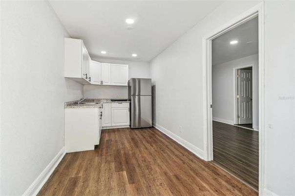 Interior, Kitchen, Recessed Lighting, Wood Texture Flooring