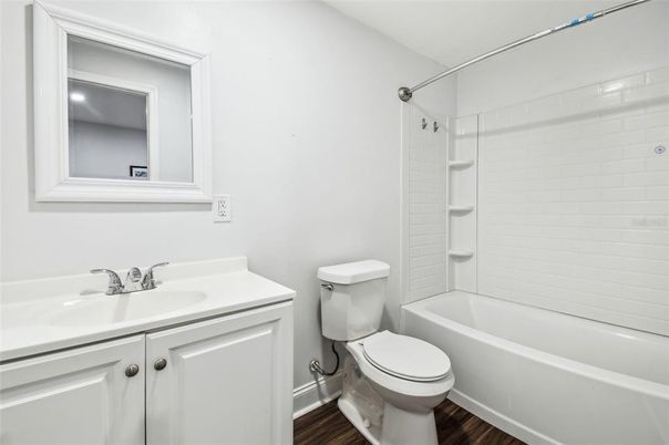 Bathroom, Glass Shower, Interior, Wood Texture Flooring