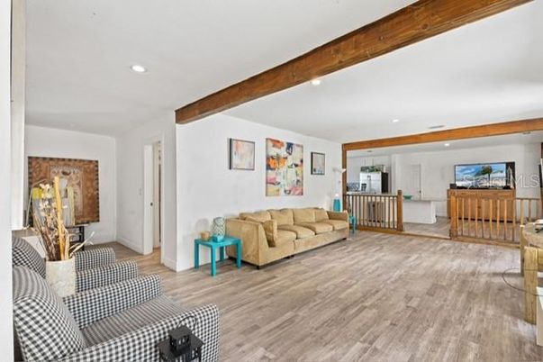 Interior, Recessed Lighting, Wooden Beams, Wood Texture Flooring