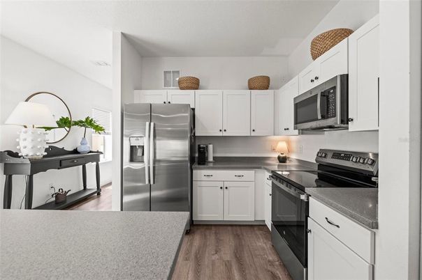 Interior, Kitchen, Stainless Steel Appliances, Wood Texture Flooring