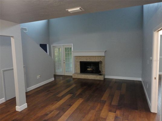 Empty room, Fireplace, Interior, Wood Texture Flooring